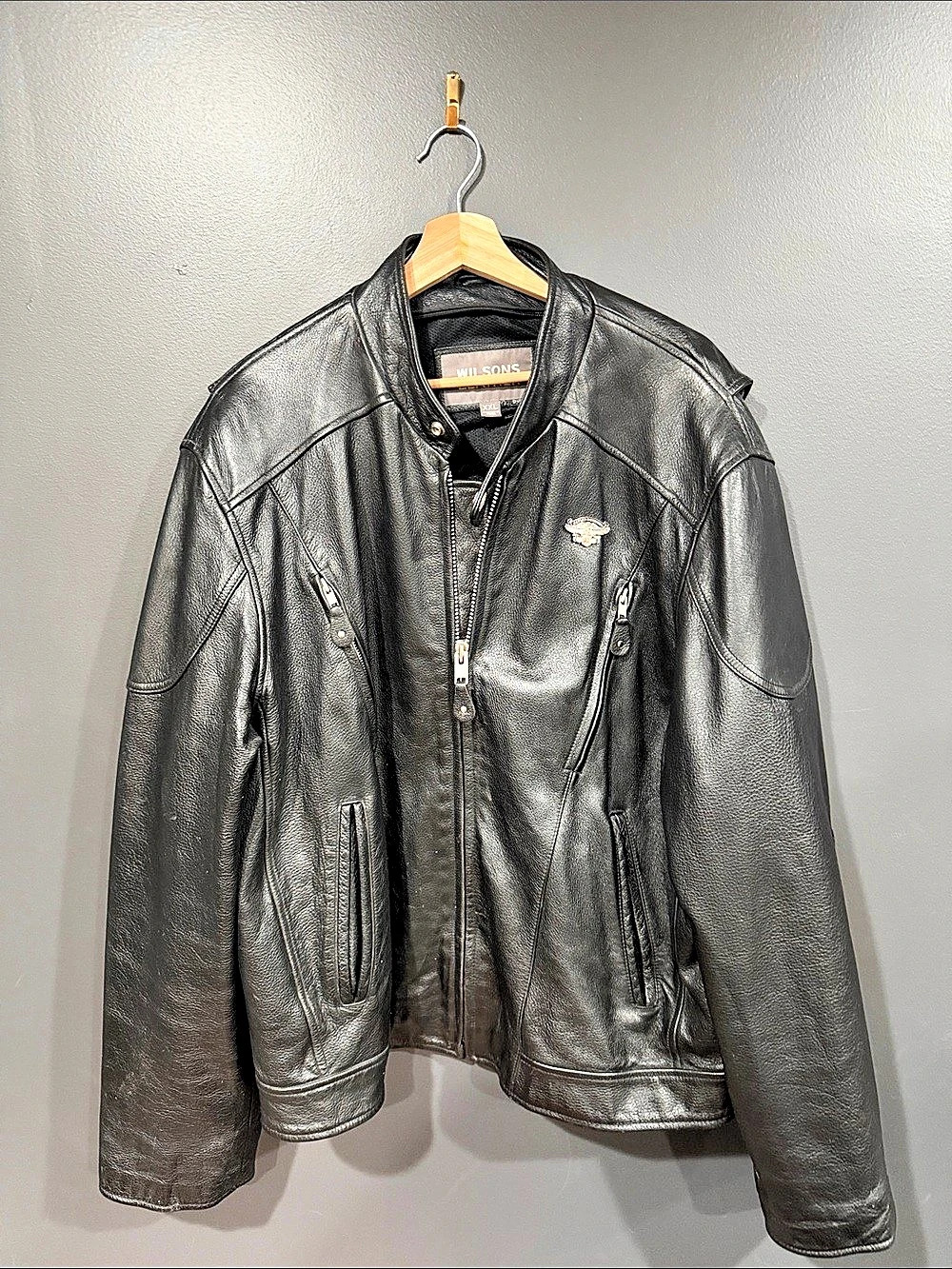Wilson's Harley Davidson Owners Group jacket Leather Motorcycle Jacket Black XXL
